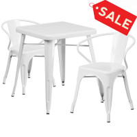 Flash Furniture CH-31330-2-70-WH-GG Metal Table Set in White